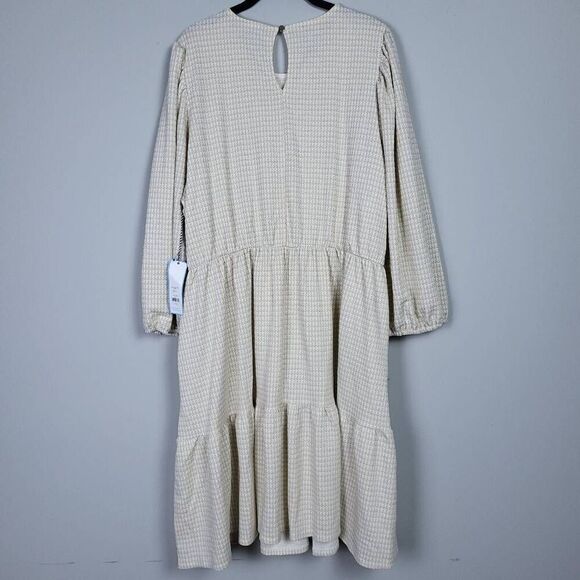 Draper James Womens Tiered Dress Cream Gold Metallic Size XXL Cottagecore NWT - Picture 2 of 9